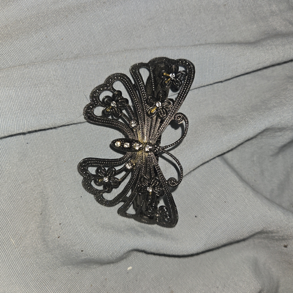 Black and Silver Butterfly Hair Clip